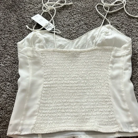 Abercrombie & Fitch Cream Satin Tank Top - Picture 2 of 4